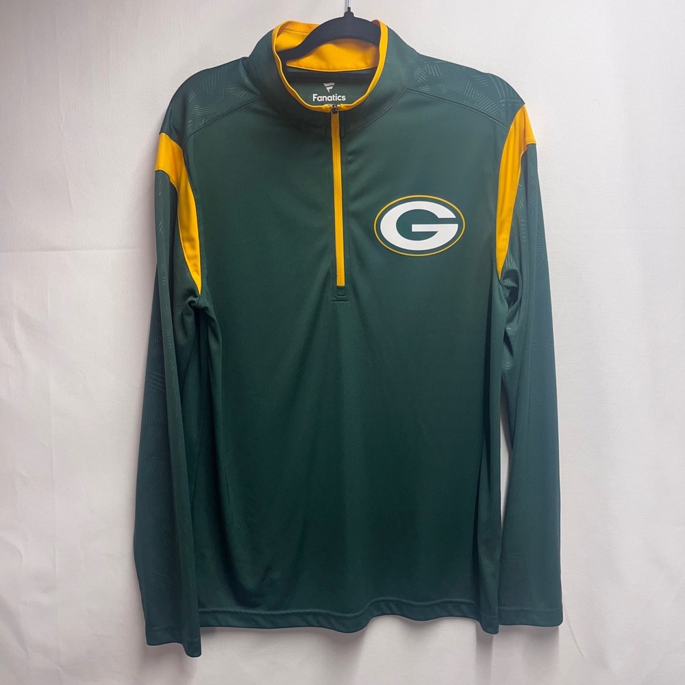 Mens Fanatics Green Bay Packers Pullover Quarter Zip Long‎ Sleeve